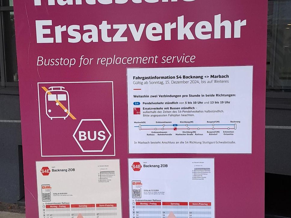 Ersatzverkehr Haltestellentafel